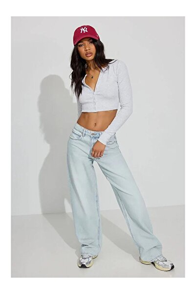 LC Waikiki Nevavm Gray Long Sleeve Buttoned Camisole Crop Cardigan with Diffe...