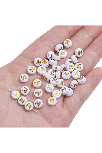 Choice11 4X7mm 100pcs M About 100Pcs Acrylic English Letter Flat Beads Unique...
