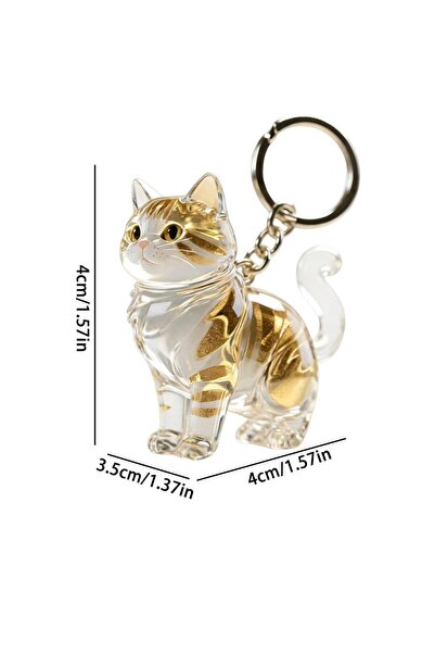 Choice1 Yellow Transparent Cat Hair Acrylic Keychain Handmade Cat shape Cat H...