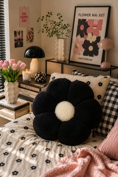 Pabtex Estetik ve Konforlu Dekoratif Çiçek Kırlent- Şık Görünümlü Flower Model