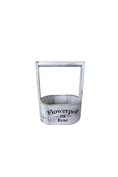 Goliat Ghiveci oval din lemn cu mâner, Goliat, 25x18x11 cm, gri