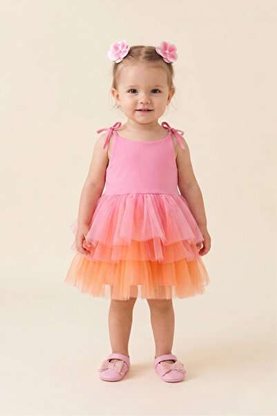 Le Mabelle Baby Girl Ballerina Dress with Pink Tutu Skirt and Straps - Jade