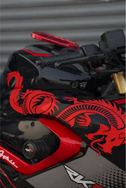 Banxtre RKS SRK 125 için Kırmızı Renk Tam Uyumlu Ejder Sticker (Sağ Taraf)