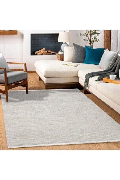 halinet Halı.Net Cream Modern Washable Non-Slip Living Room Carpet Cr-Argilla...
