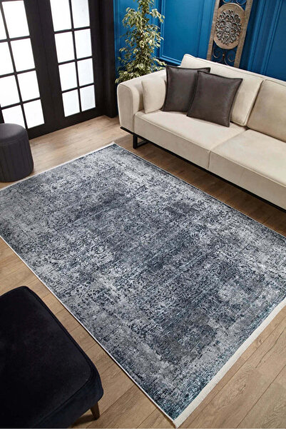 halinet Halı.Net Blue Modern Washable Non-Slip Living Room Carpet Haln-Hln1607