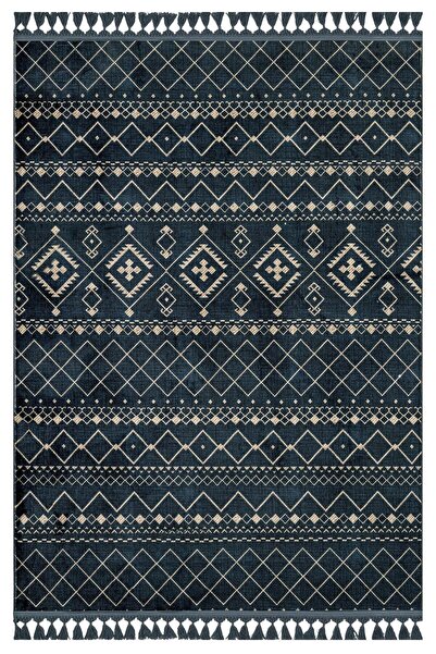 halinet Halı.Net White Ethnic Bohemian Washable Non-Slip Living Room Carpet M...