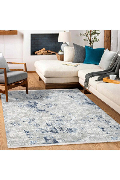 halinet Halı.Net Blue Modern Washable Non-Slip Living Room Carpet Cr-Cosmos-7...