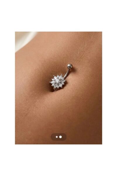 - 316L SURGICAL STEEL Cerrahi Çelik Lotus Çiçeği Göbek Piercing (10mm)