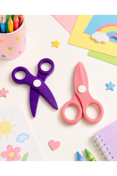 Major Hobi Children's Paper Scissors Set of 2 – Colored Scissors with Safe Ti...