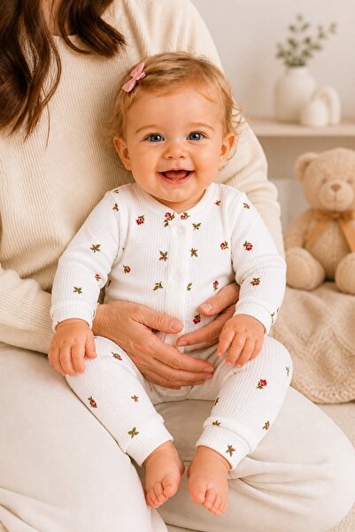 METEOR BABY Baby Girl Floral Patterned Jumpsuit with Snap Fasteners Seasonal ...