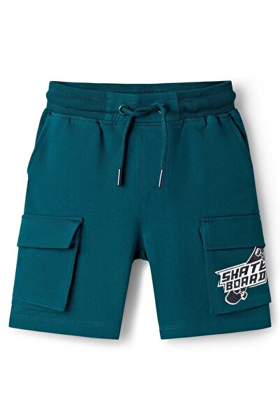 Pine kids Looper Knit Above Knee Length Shorts With Pockets & Text Print - Te...