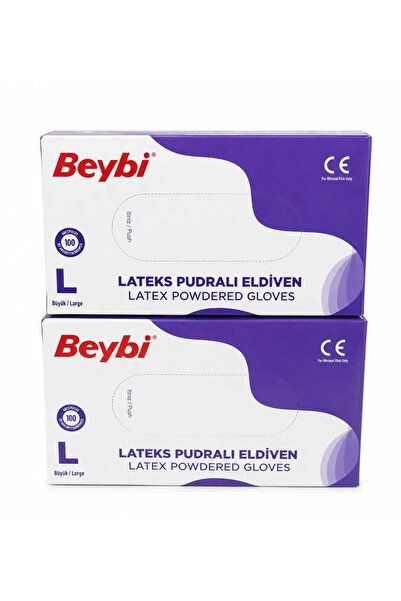 Beybi Lateks Pudralı Large 100'lü Muayene Eldiveni (2 Paket)