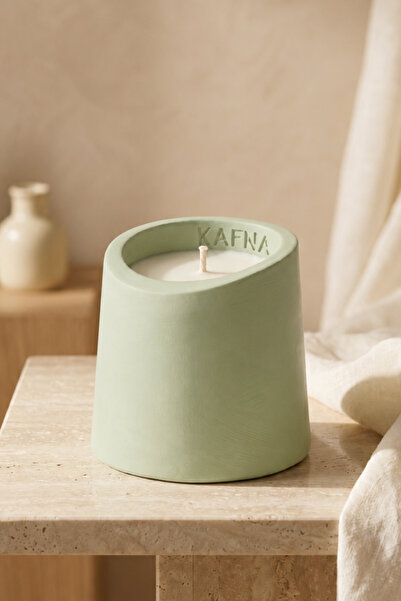 KAFNA Matcha Kokulu | Dekoratif Beton Mum - %100 Soya Wax | Yeşil