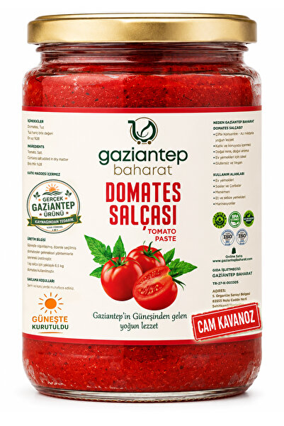 Gaziantep Baharat Domates Salça Ev Yapımı 720gr Cam Kavanoz Antep Salçası - D...