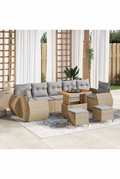 vidaxl Set de canapele pentru gradina 10 pcs Bej poliratan