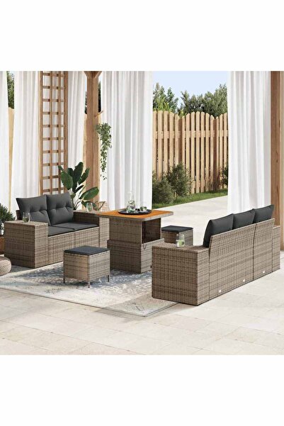 vidaxl Set de canapele pentru gradina 8 pcs Gri poliratan
