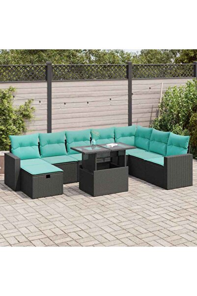 vidaxl Set canapele gradina cu perne 9 piese gri poliratan/lemn acacia