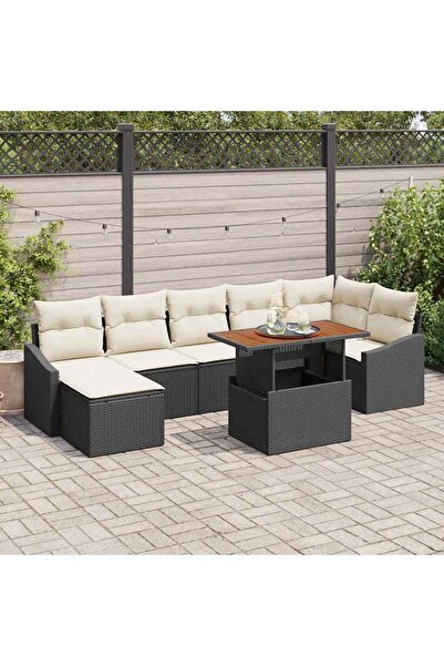 vidaxl Set de canapele pentru gradina 8 pcs Negru Rattan poli