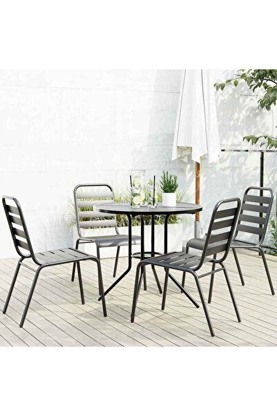 vidaxl Set scaune de gradina stivuibile, 5 buc., antracit, otel vopsit