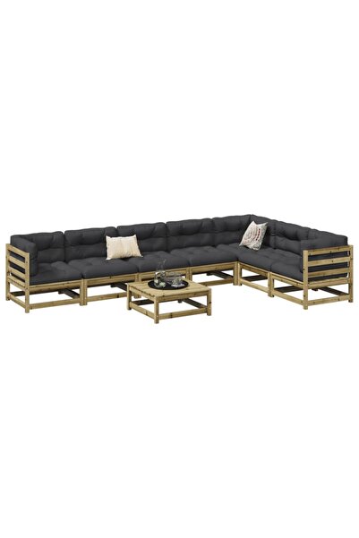 vidaxl Set canapea de gradina, 8 piese, lemn de pin tratat