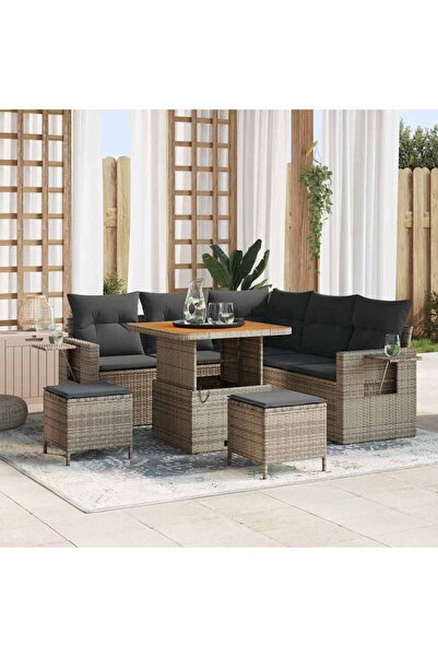 vidaxl Set de canapele pentru gradina cu perna 8 pcs Gri poliratan