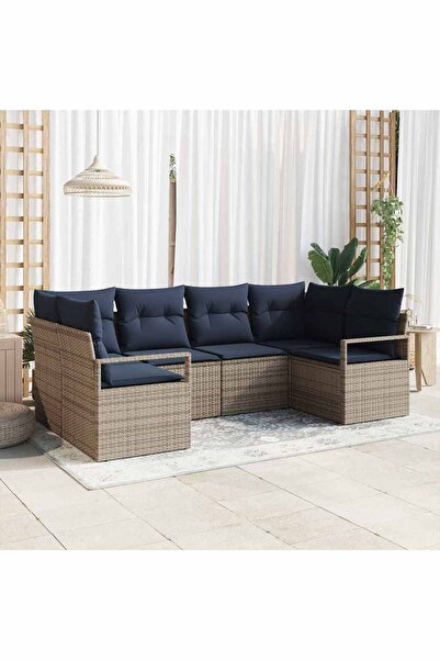 vidaxl Set de canapea cu perna 6 pcs Gri Poli Rattan
