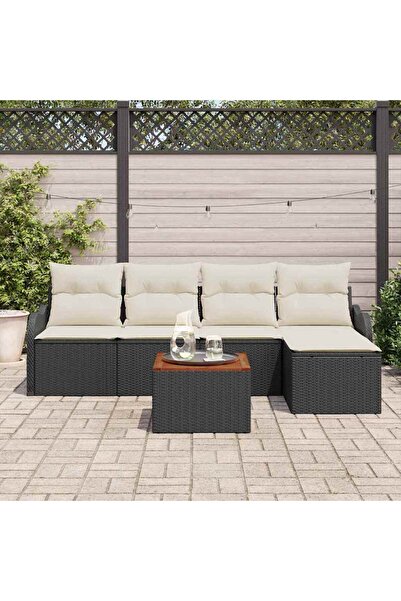vidaxl Set de canapele pentru gradina cu perna 6 pcs Negru poliratan
