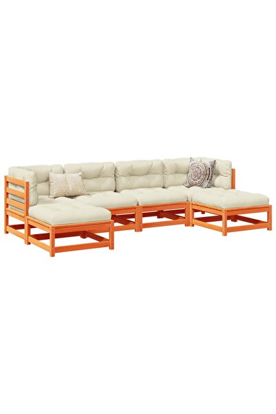 vidaxl Set mobilier de gradina cu perne, 6 piese, lemn masiv de pin