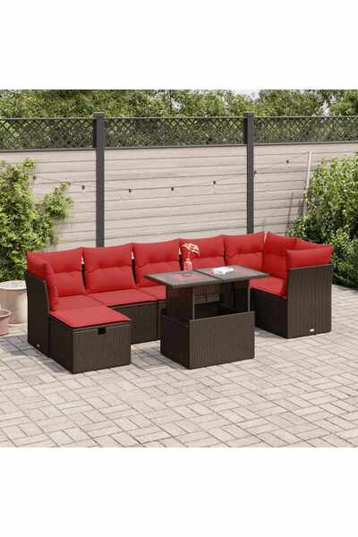 vidaxl Set mobilier gradina perne 8 piese maro, poliratan