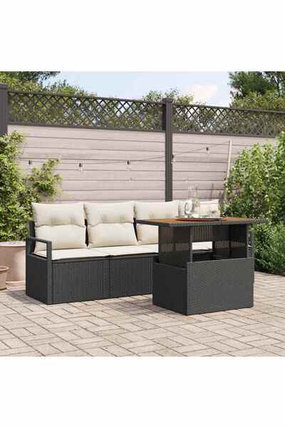 vidaxl Set de canapele pentru gradina 5 pcs Negru Rattan poli