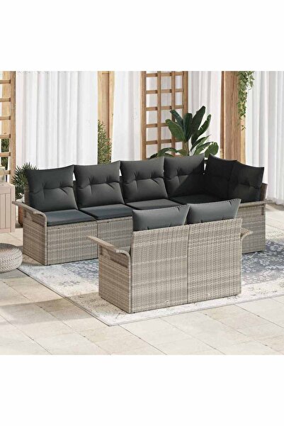vidaxl Set de canapele pentru gradina 7 pcs Gri deschis poliratan