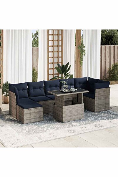 vidaxl Set canapele gradina cu perne 8 piese gri poliratan/lemn acacia