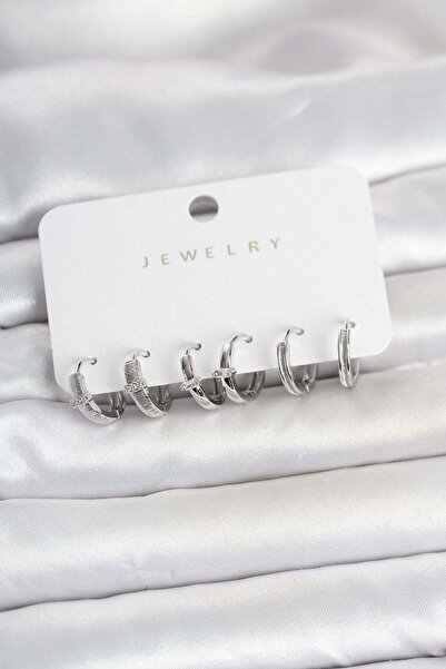 Inure Jewelry Brass Silver Color Ring Women's Earring Set