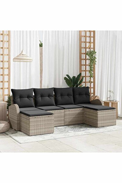 vidaxl Set de canapele pentru gradina 6 pcs Gri deschis Poli Rattan