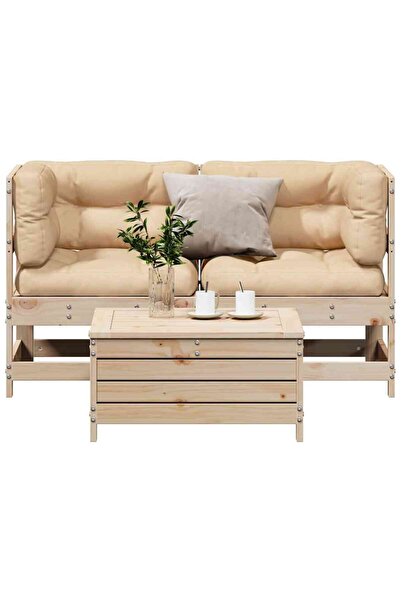 vidaxl Set mobilier gradina cu perne, 3 piese, lemn masiv de pin