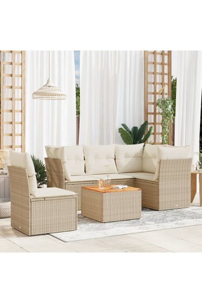 vidaxl Set canapele de gradina cu perne, 6 piese, bej, poliratan