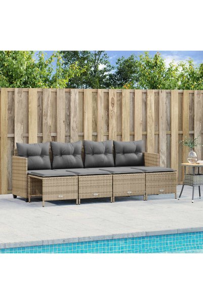 vidaxl Set canapele de gradina cu perne, 5 piese, bej, poliratan