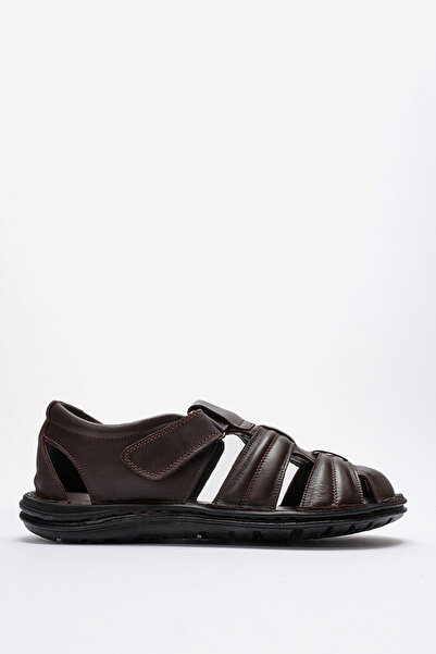 Dericlub Men's Closed Toe Sandals Real Leather Dc 1202 Brown