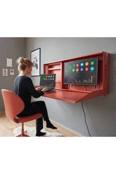 UYART HOME Minimal Katlanır Duvar Masası Laptop ve Monitör Uyumlu Metal Home ...