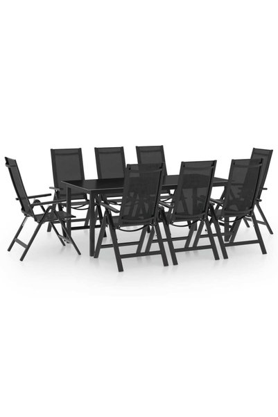 vidaxl Set mobilier de gradina, 9 piese, antracit, aluminiu