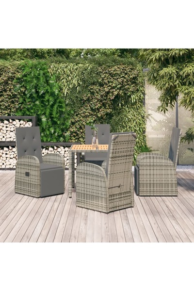 Concept Set mobilier de grădină cu perne, 5 piese, gri, poliratan