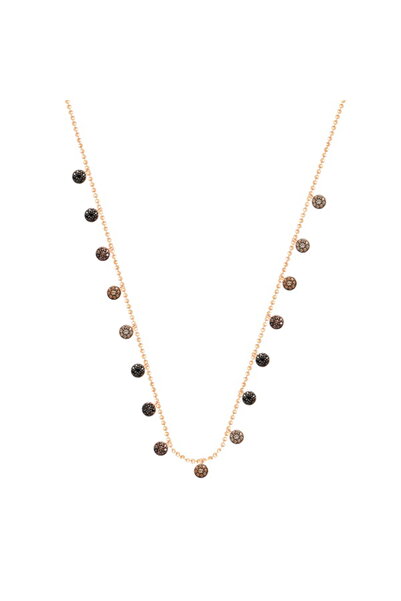 Emiliano Jewellery Kahverengi Taşlı Rose Altın Kaplamalı Yuvarlak Desenli Güm...