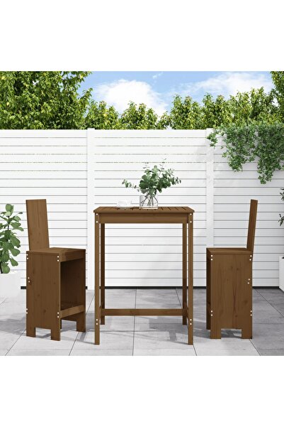 vidaxl Bar furniture set, 3 pieces, honey brown, solid pine wood