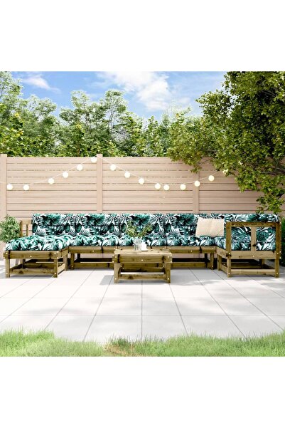 vidaxl Set mobilier relaxare de gradina, 8 piese, lemn de pin tratat