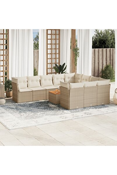 vidaxl Set canapele de gradina cu perne, 11 piese, bej, poliratan