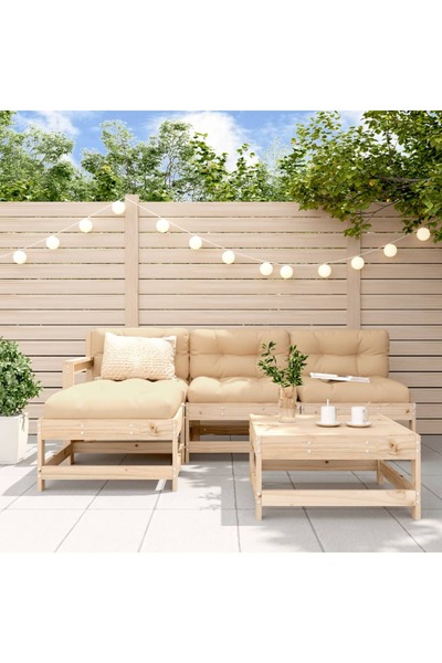 vidaxl Set mobilier relaxare de gradina 5 piese lemn masiv de pin