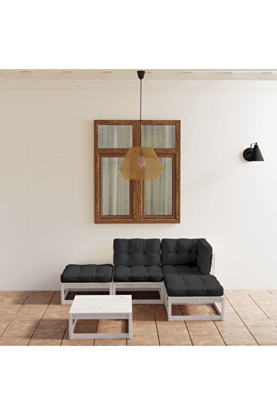 vidaxl Set mobilier de gradina cu perne, 5 piese, lemn masiv de pin