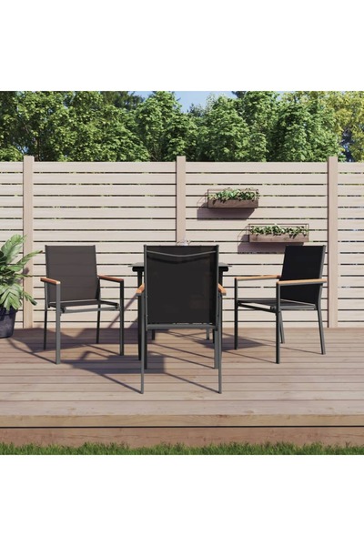 Concept Set mobilier de grădină, 5 piese, negru, textilenă și oțel