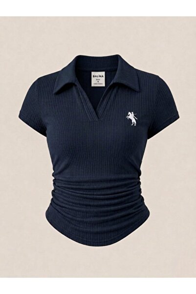 BALİNA Polo Collar Ribbed Premium Blouse - the Solo