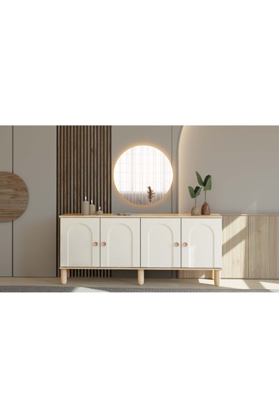 miracool Konsol & Led Işıklı Ayna Dahil / Çok Amaçlı Dolap / Komple MDF